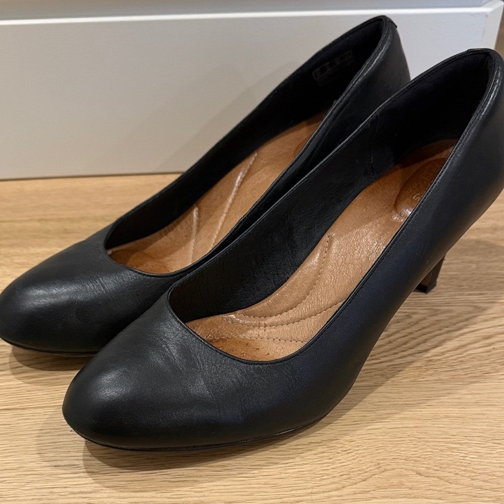 Clarks Black Leather Heels